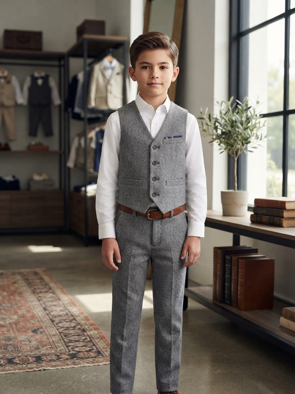 Take 50% OFF- Van Heusen Gray Kids Two-Piece Vest and Pants Set, Size-5